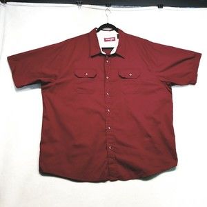 Wrangler Mens 3XL Red Shirt Button Up  Short Sleeve Western Ranch Rodeo MAROON
